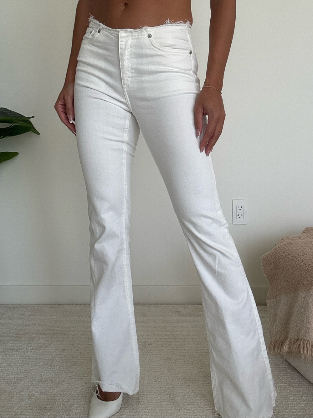 Rag and Bone High-Rise White Flare Jeans